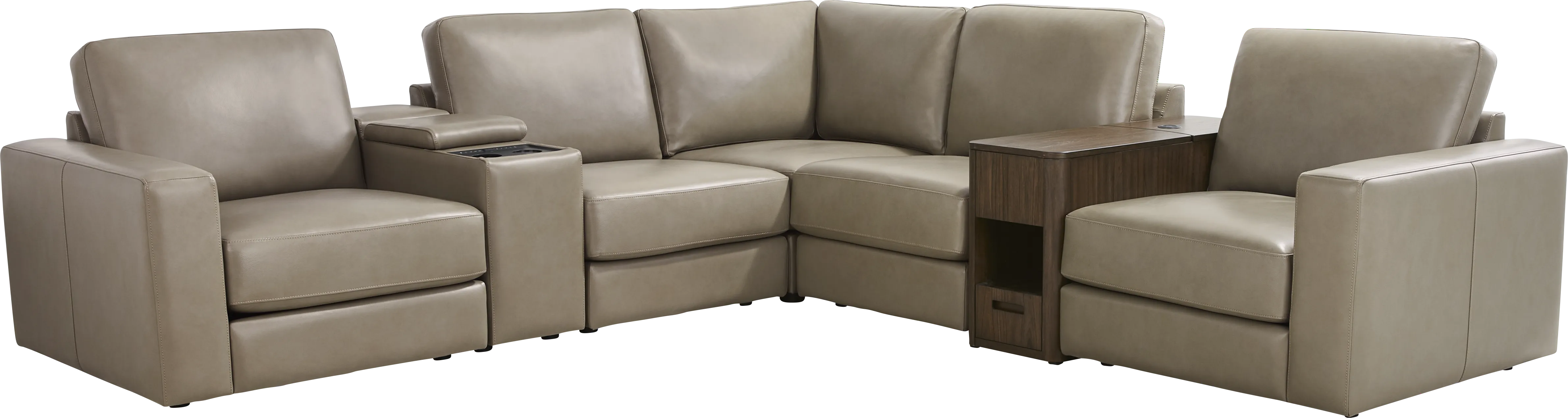 Cobblestone Leather 7 Pc Venice Modular with Audio - Thumbnail - Image 1