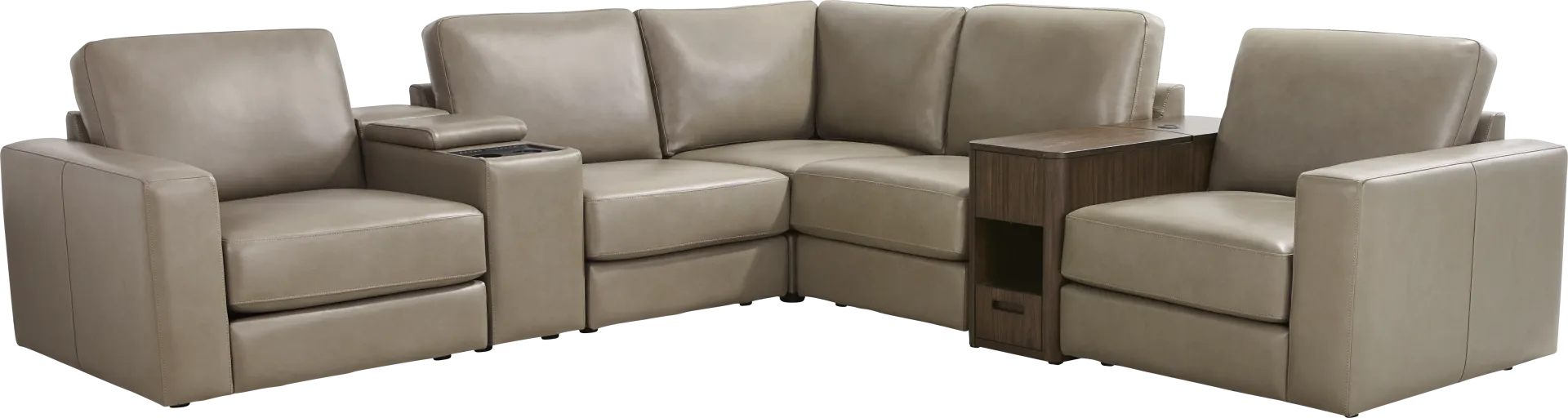 Cobblestone Leather 7 Pc Venice Modular with Audio - Image 1