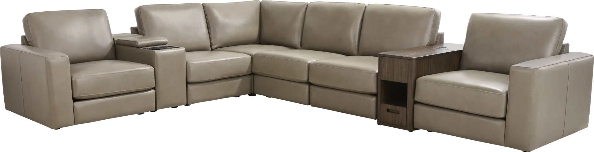 Cobblestone Leather 8 Pc Venice Modular with Audio - Image 1