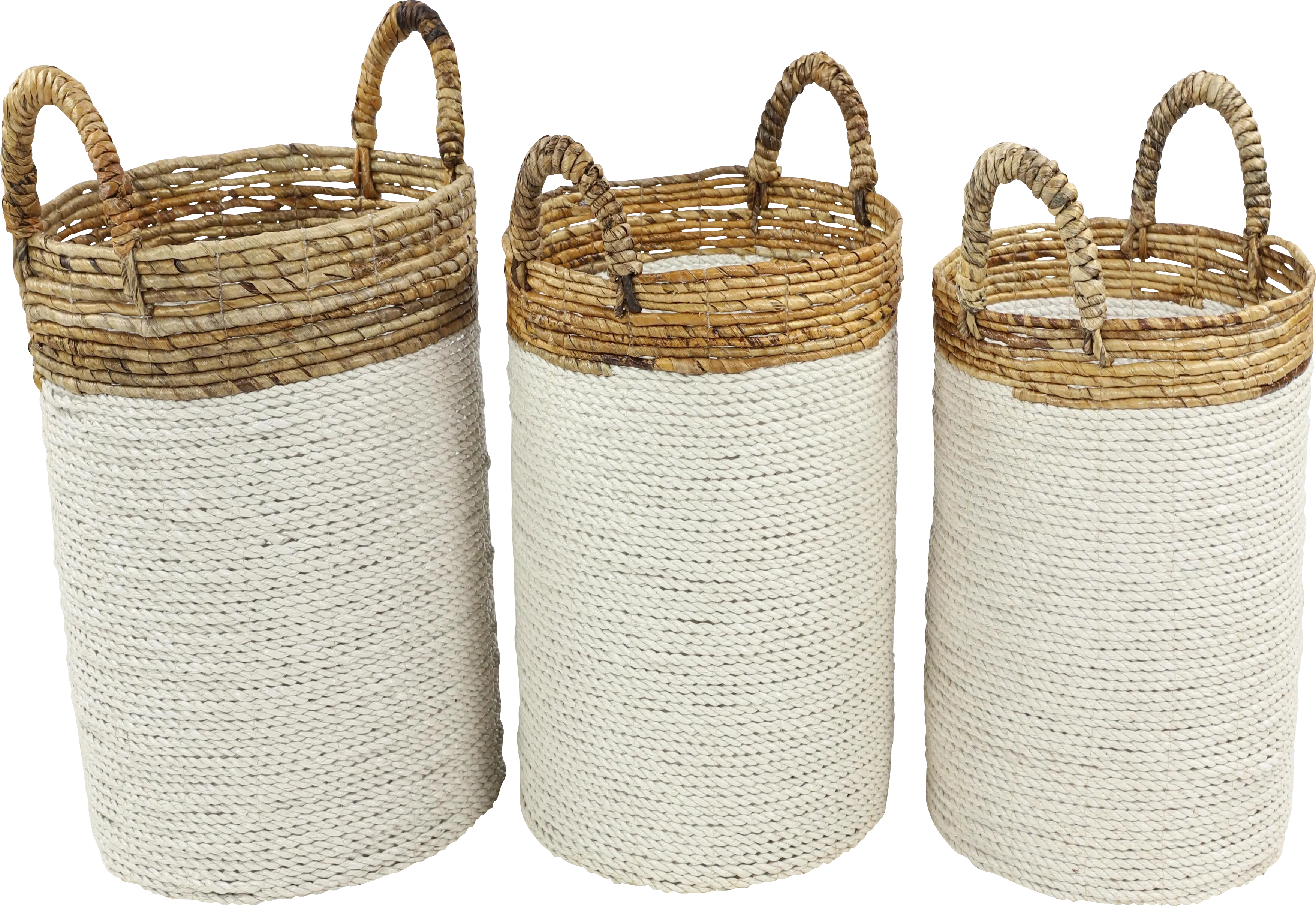 Sunji White Basket, Set of 3 - Thumbnail - Image 1