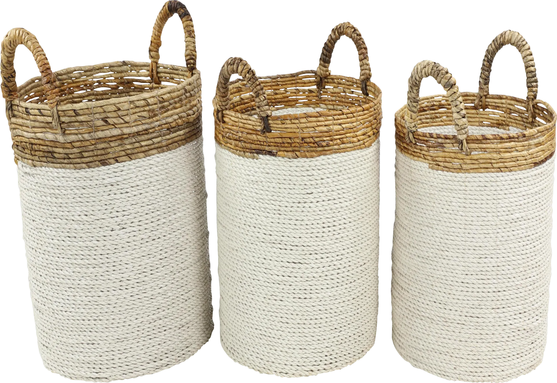 Sunji White Basket, Set of 3 - Image 1