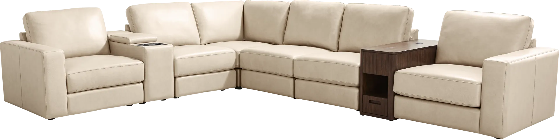 Almond Leather 8 Pc Venice Modular with Audio - Image 1