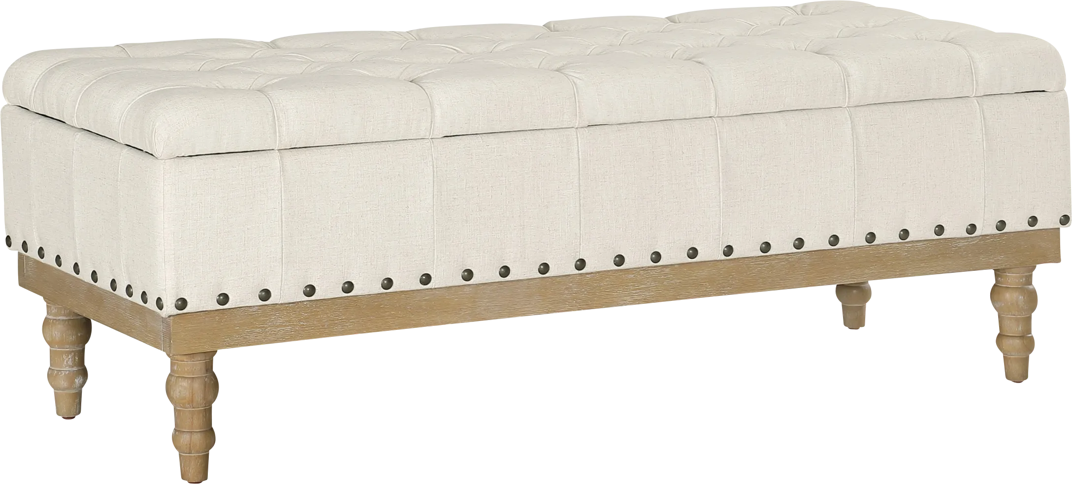 Fauz Beige Storage Bench - Thumbnail - Image 1
