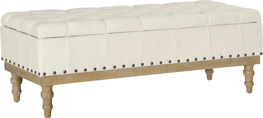 Fauz Beige Storage Bench