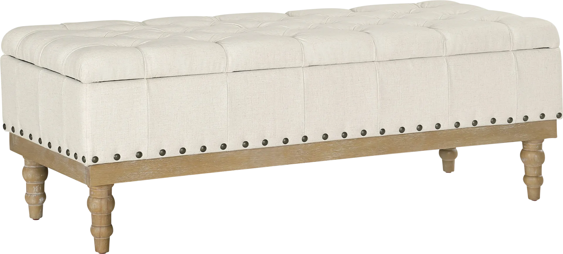 Fauz Beige Storage Bench - Image 1
