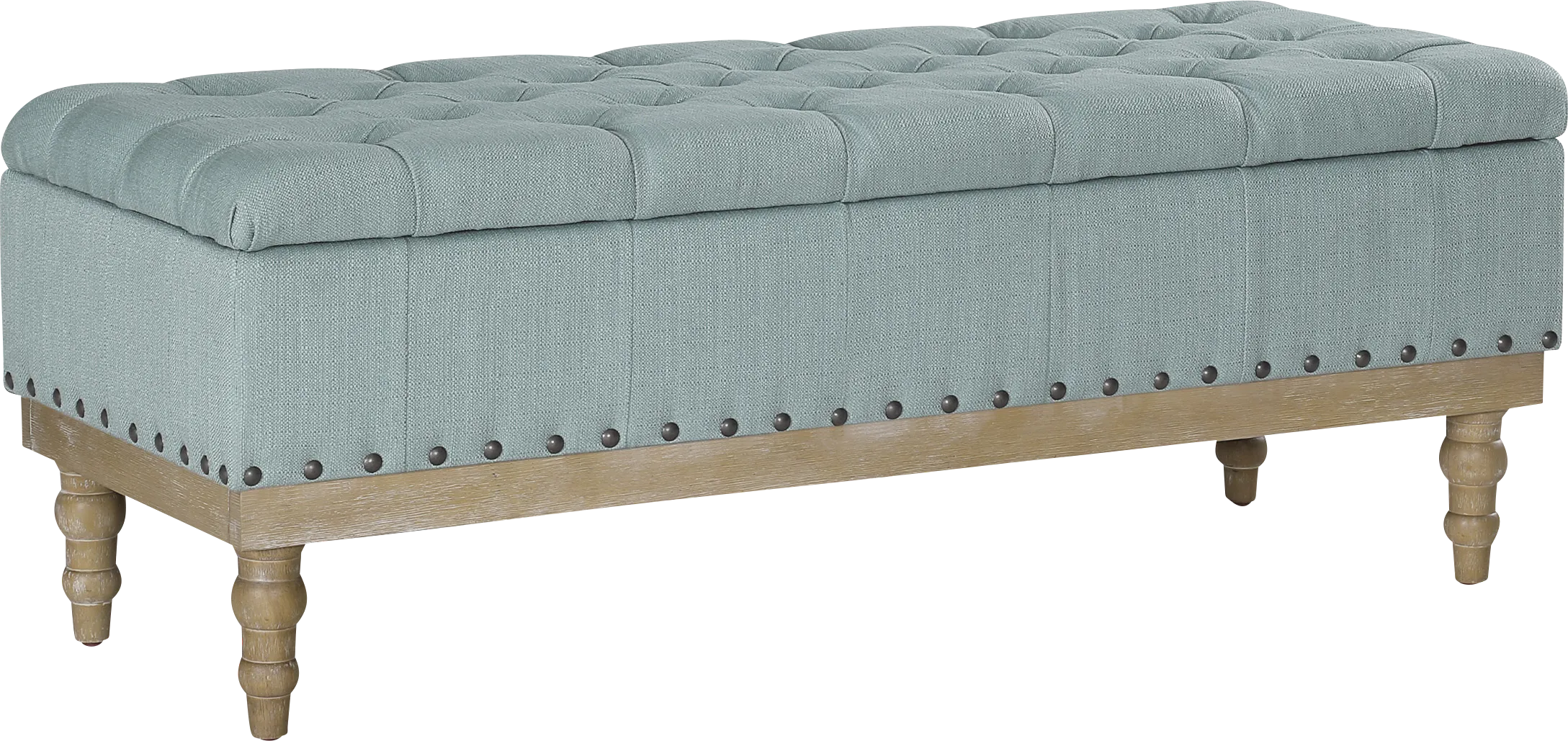 Aubrina Blue Storage Bench - Thumbnail - Image 1