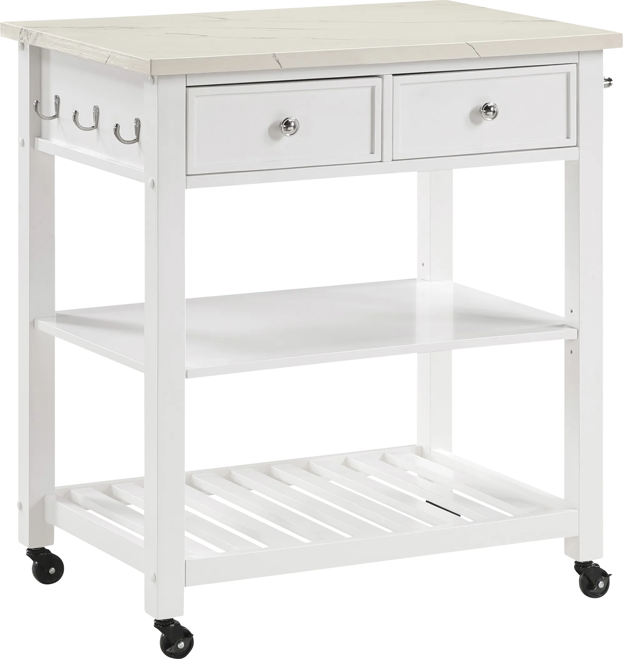 Leski White Kitchen Cart - Thumbnail - Image 1