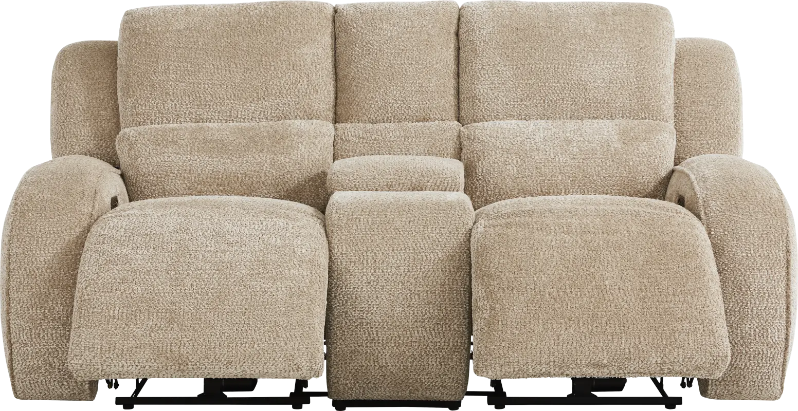 Crestwood Tan Dual Power Reclining Loveseat