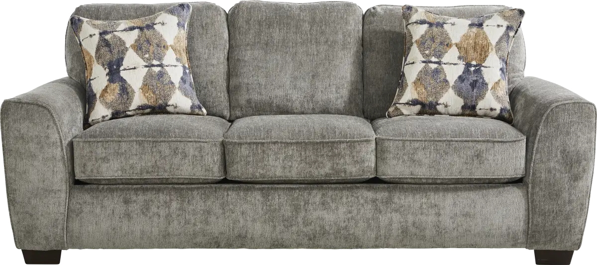 Wilcox 2 Pc Gray Chenille Fabric Living Room Set With Sofa, Loveseat ...
