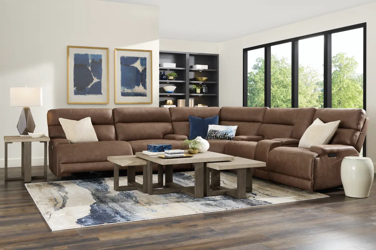 Hamilton Tobacco 3 Pc Dual Power Reclining Sectional