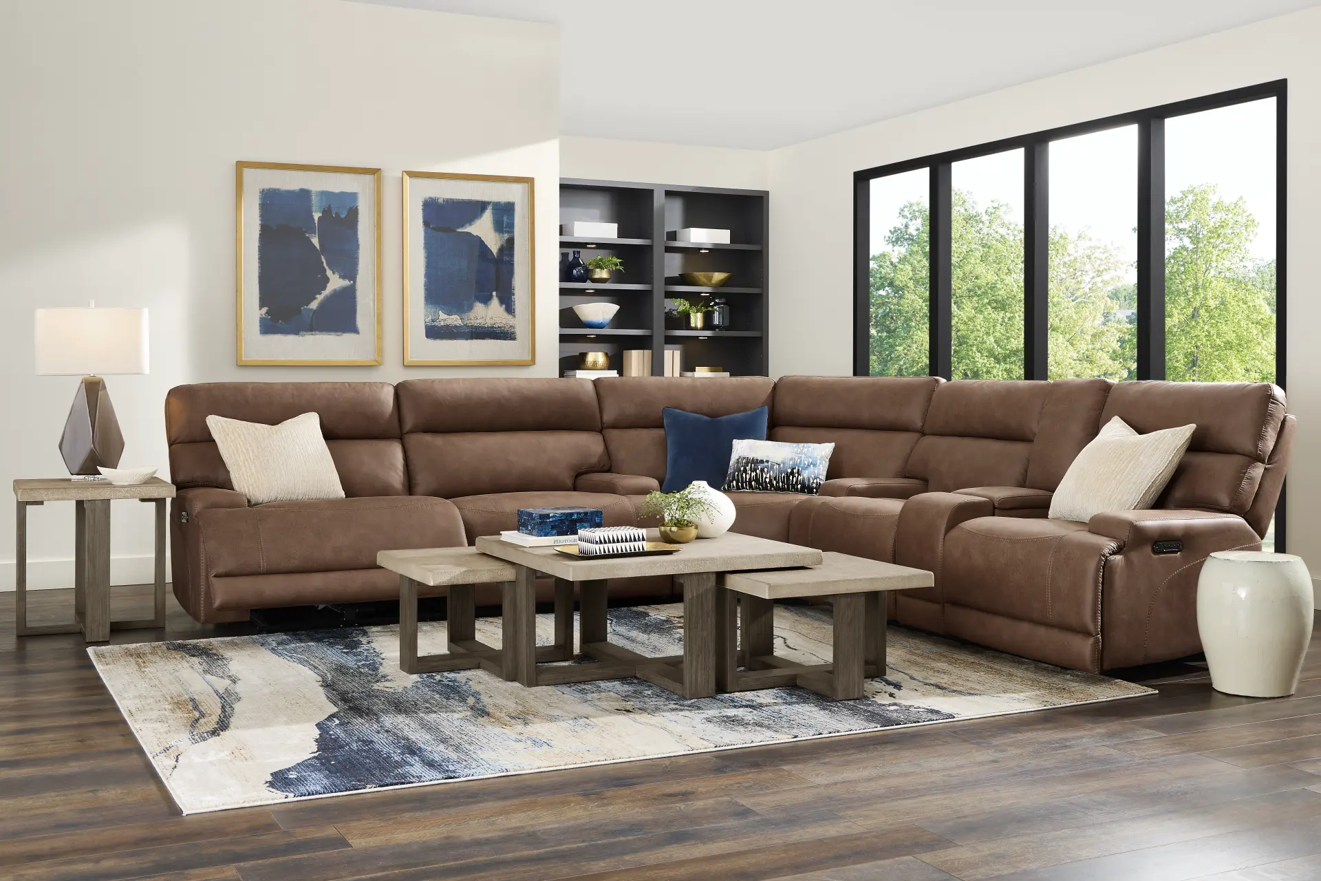 Hamilton Tobacco 3 Pc Dual Power Reclining Sectional