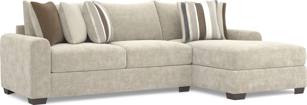 Martin Brown Chenille Fabric 2 Pc With Right Chaise Arm Sectional