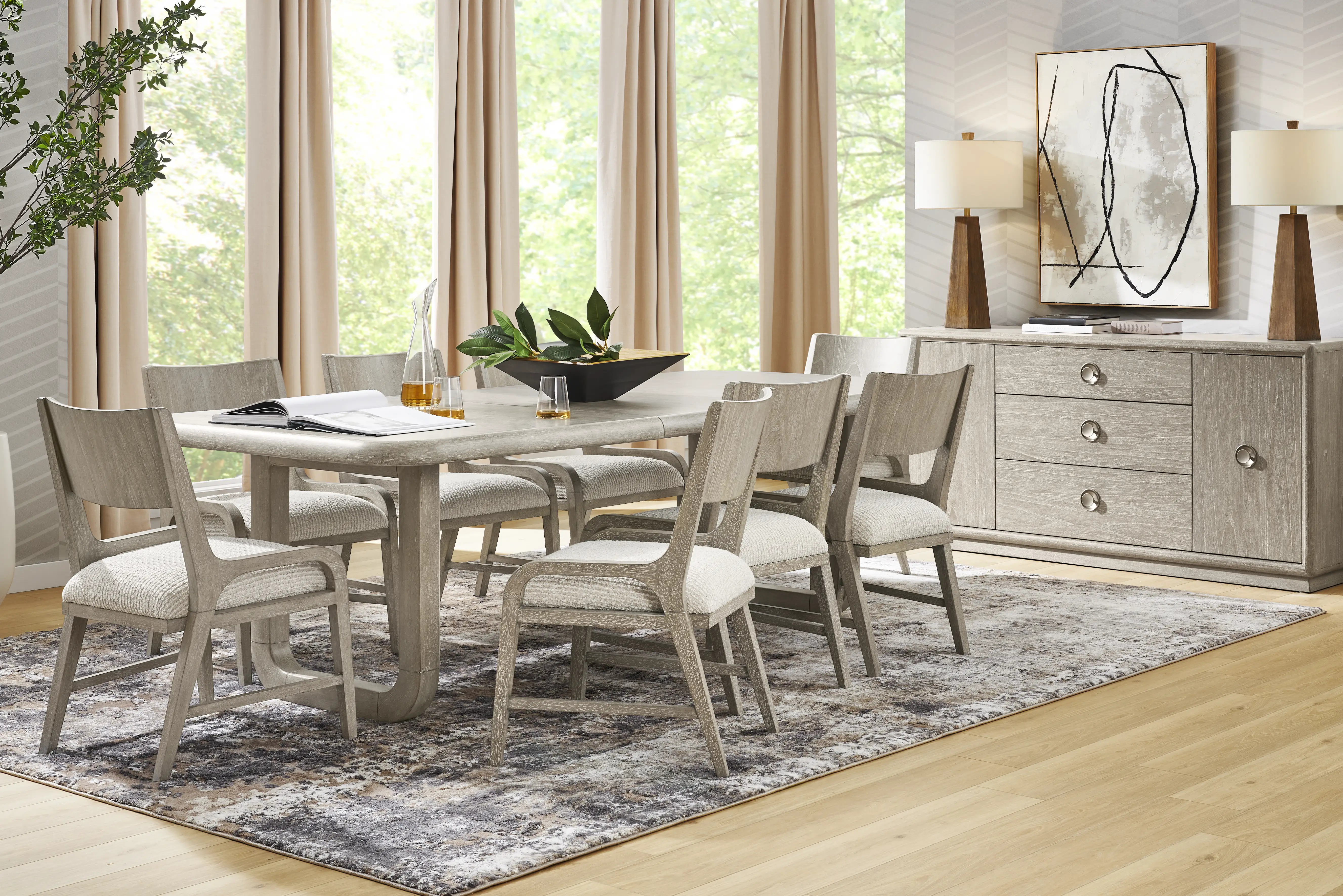 Santa Clarita Light Gray 9 Pc Dining Room - Thumbnail - Image 1