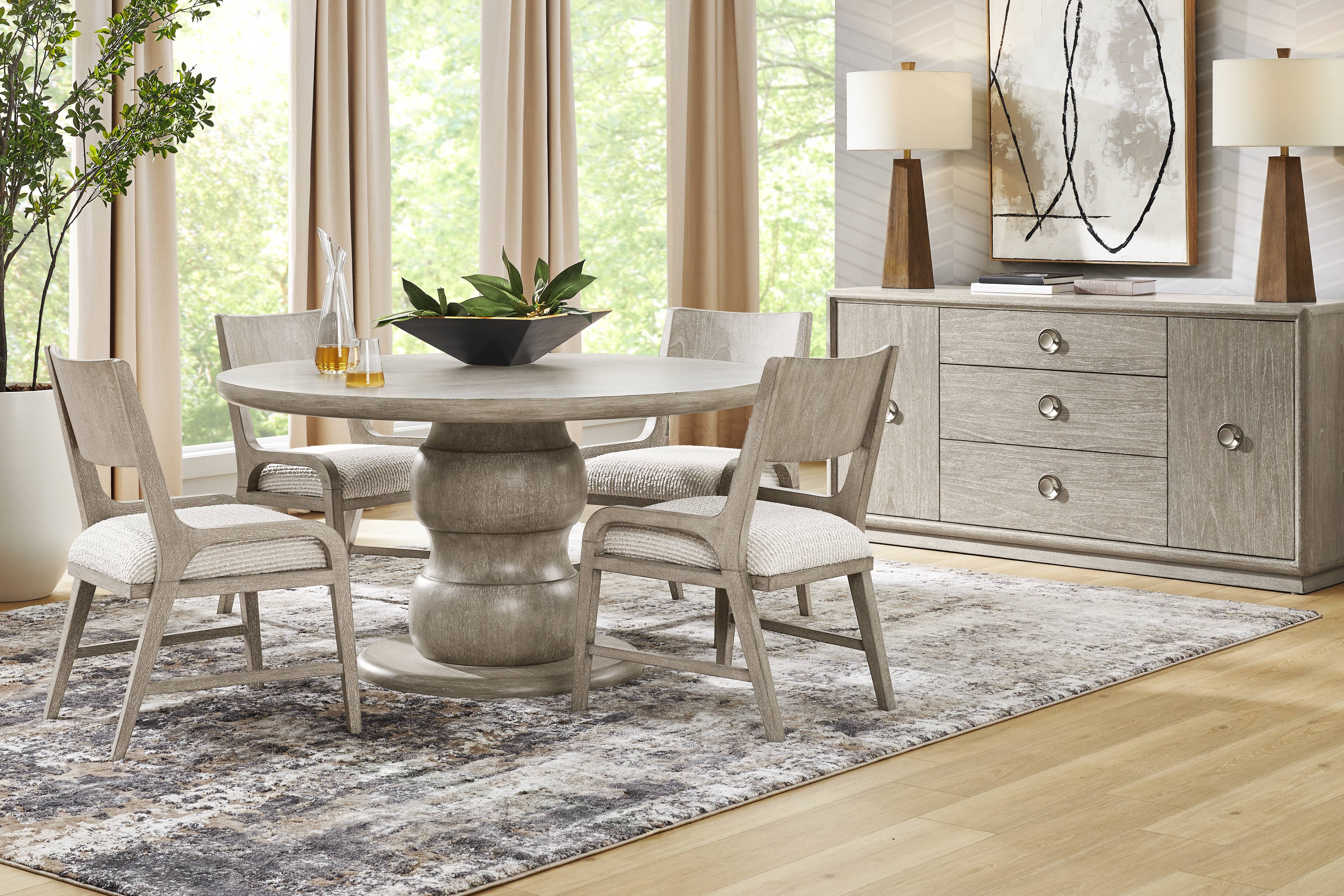 Santa Clarita Light Gray Round Dining Table - Thumbnail - Image 2