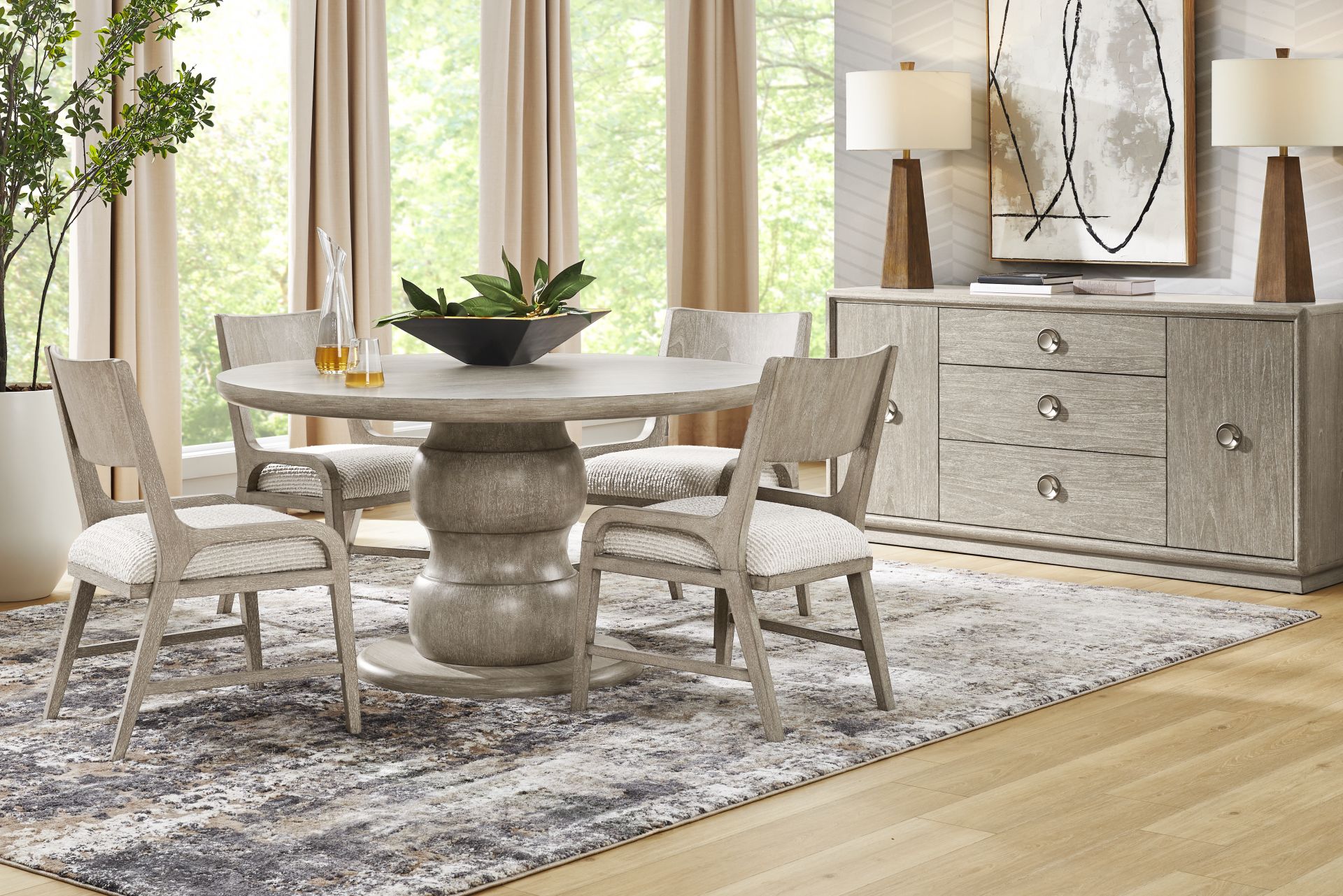Santa Clarita Light Gray Round Dining Table - Image 2