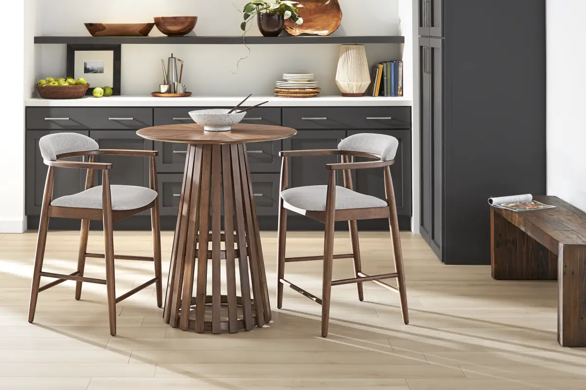 Madrid Walnut 3 Pc Round Counter Height Dining Room