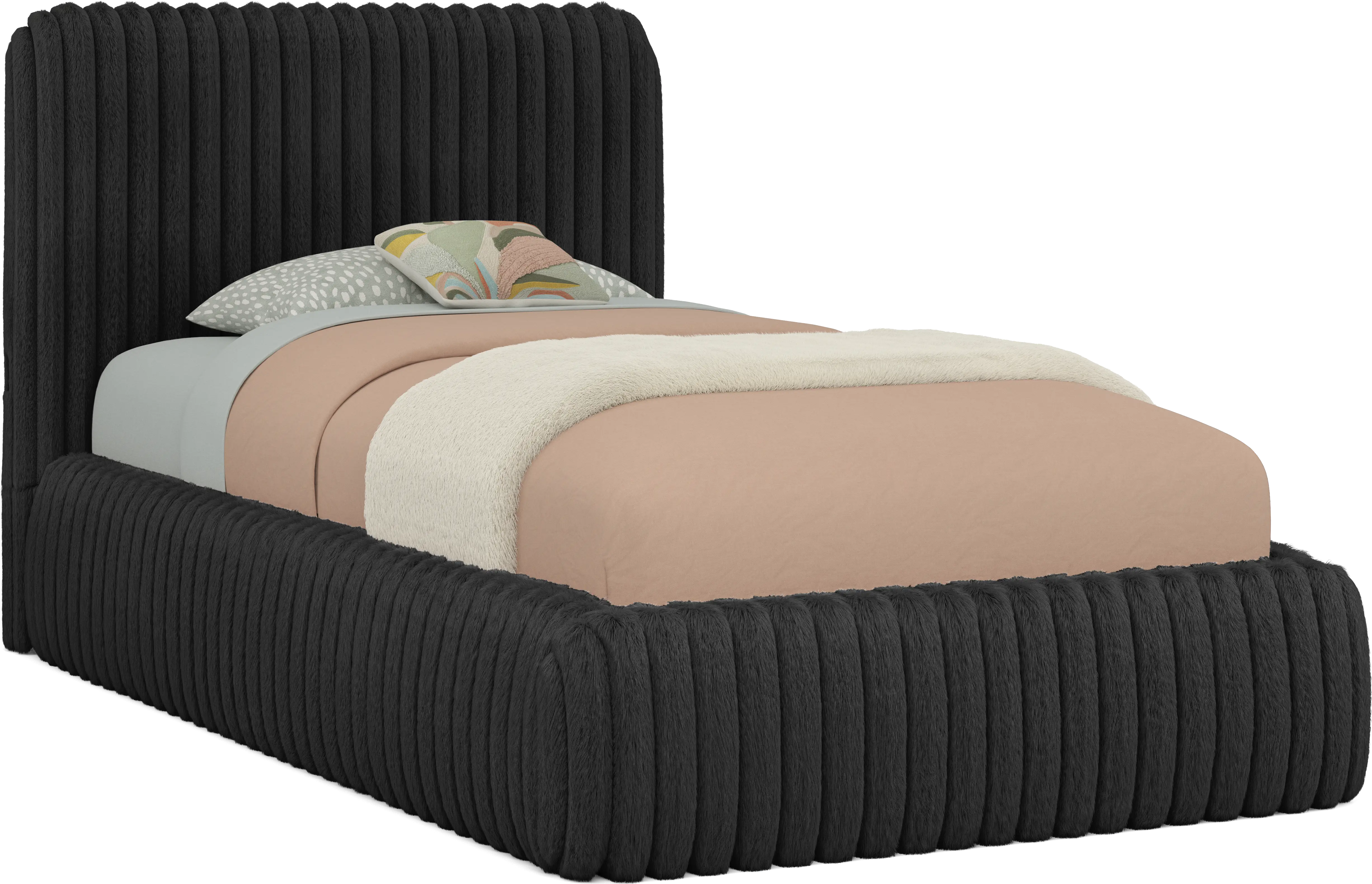 Kids Charlize Black Twin Upholstered Bed - Thumbnail - Image 1