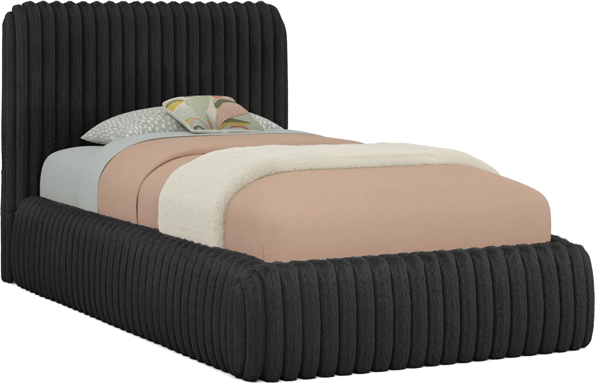 Kids Charlize Black Twin Upholstered Bed