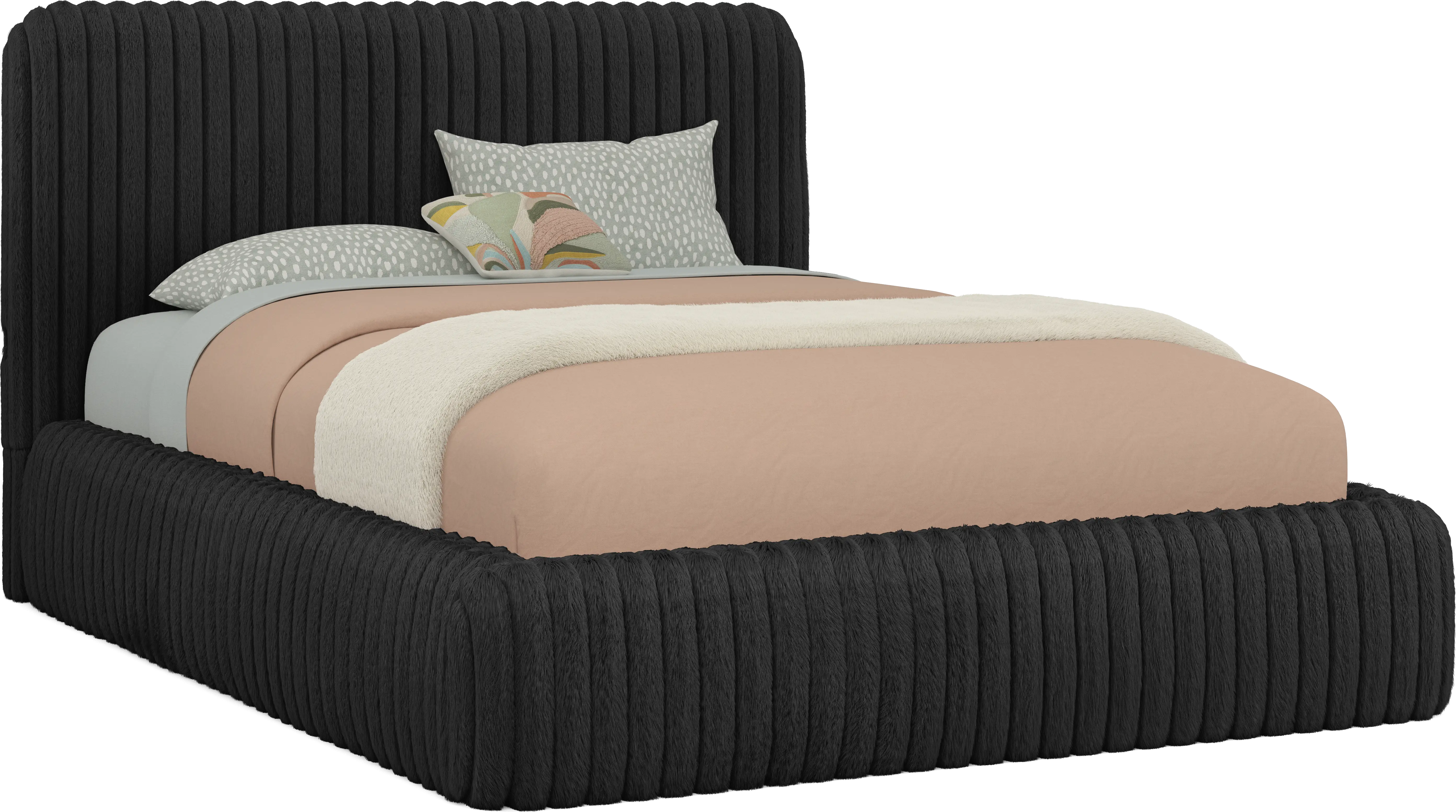Kids Charlize Black Full Upholstered Bed - Thumbnail - Image 1