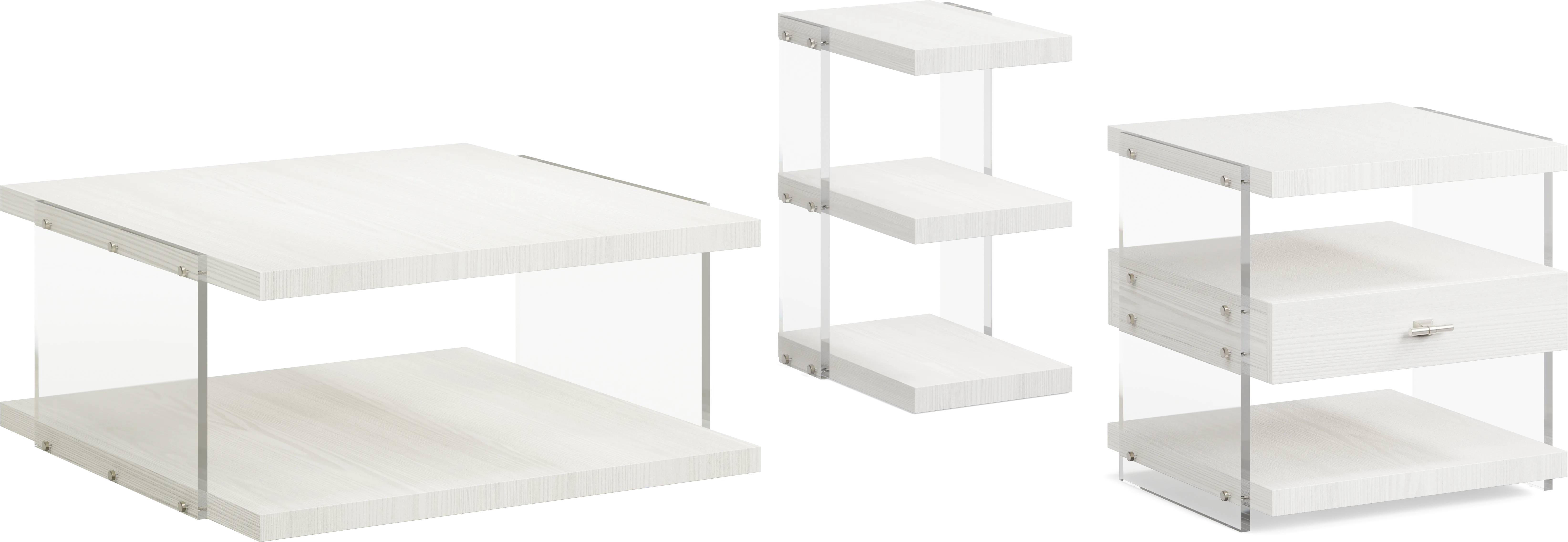 Aruba White 3 Pc Table Set - Thumbnail - Image 1