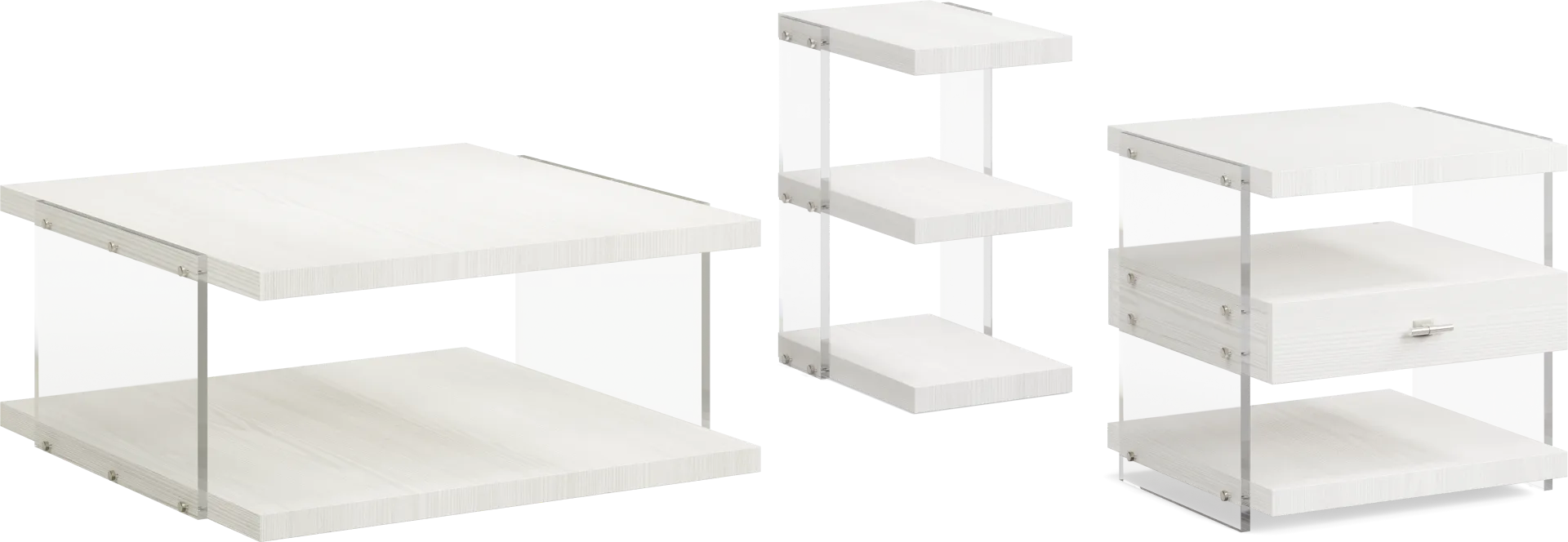 Aruba White 3 Pc Table Set