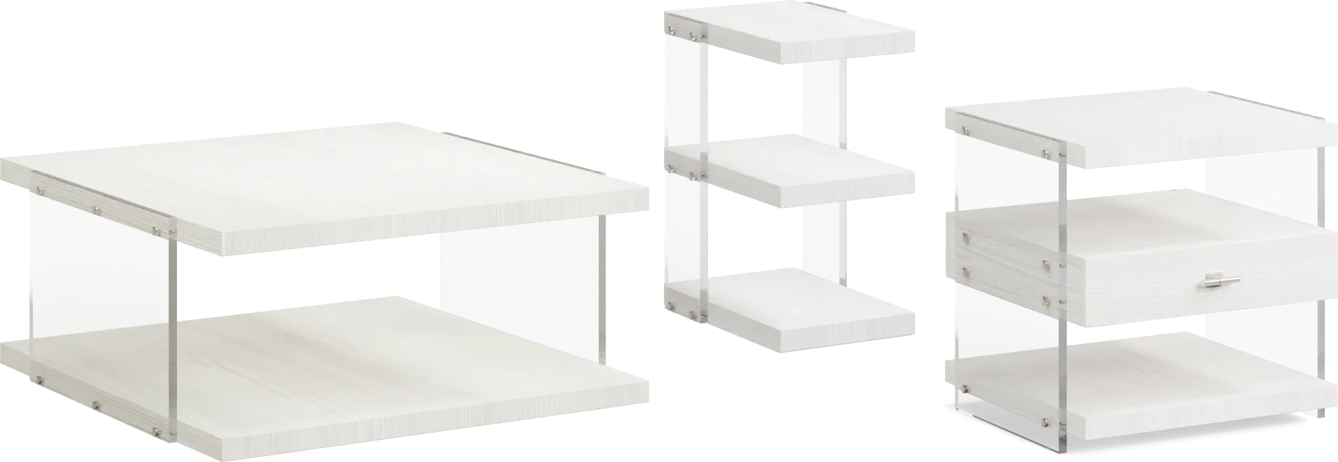 Aruba White 3 Pc Table Set