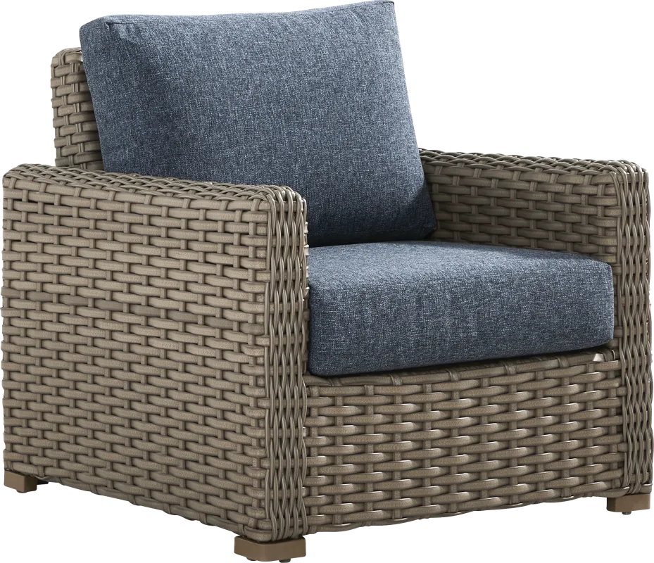Siesta Key Driftwood Finish Outdoor Chair with Ink Cushions