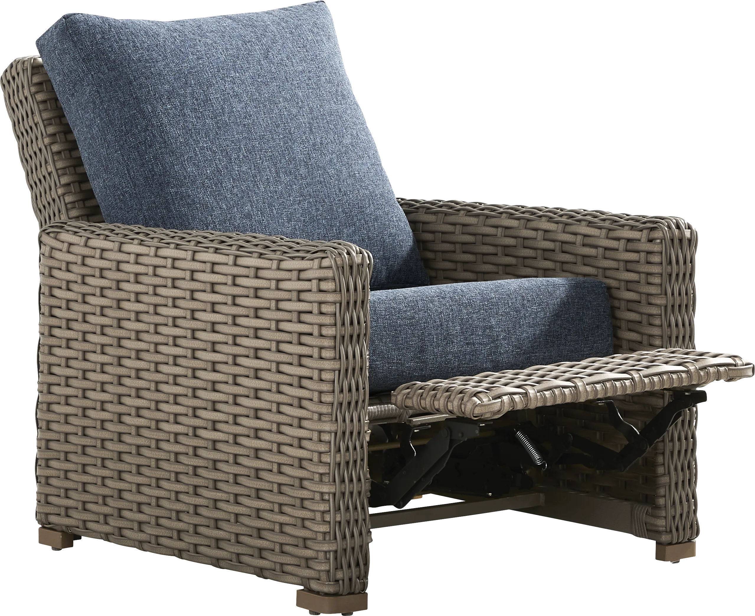 Siesta Key Driftwood Finish Outdoor Recliner with Ink Cushions - Thumbnail - Image 1