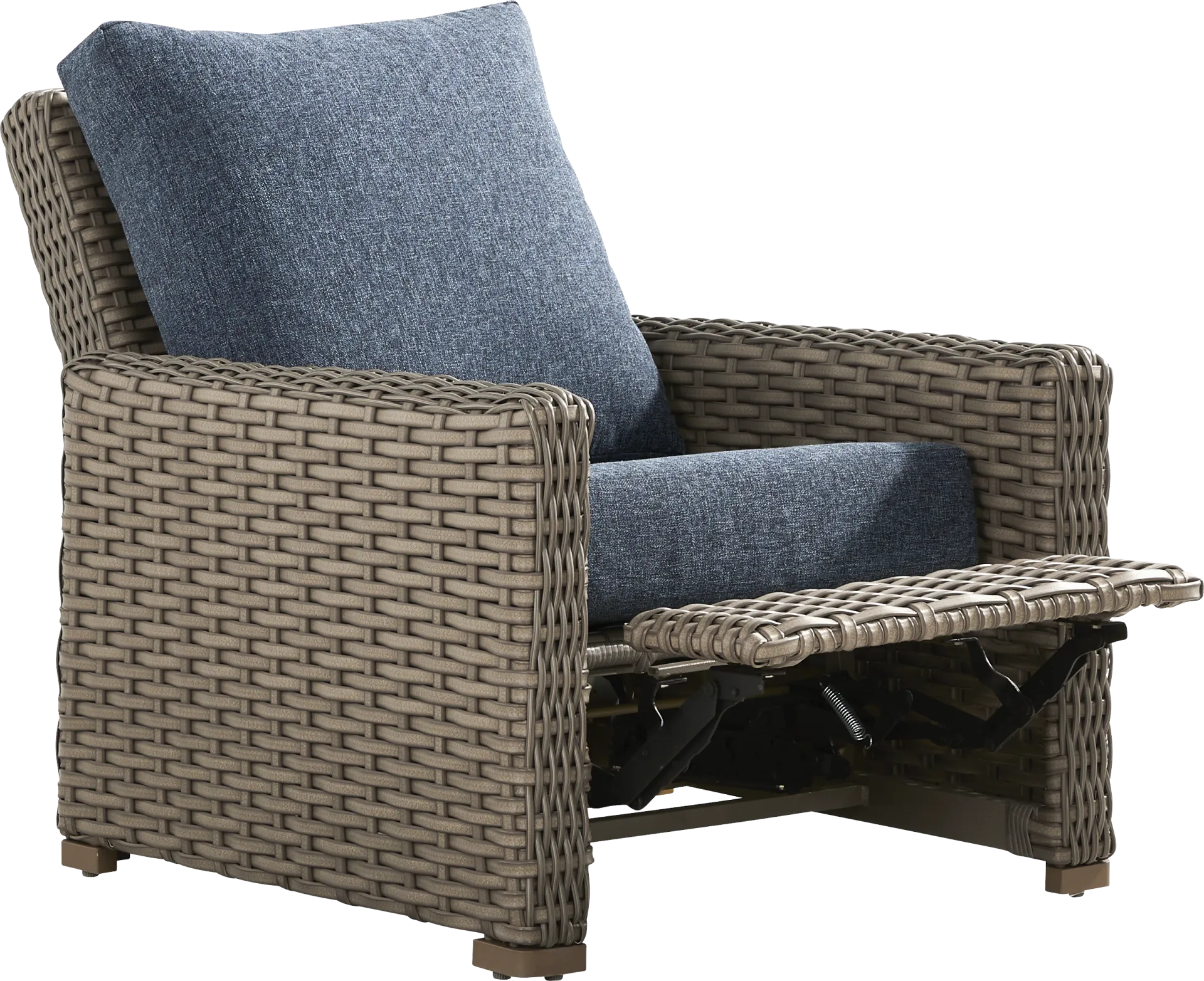 Siesta Key Driftwood Finish Outdoor Recliner with Ink Cushions - Image 1