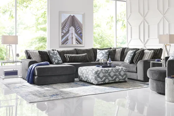 Moreau Street Black 6 Pc Sectional Living Room