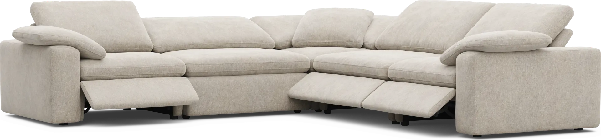 The Flow Gray 5 Pc Dual Power Reclining Sectional - Image 1