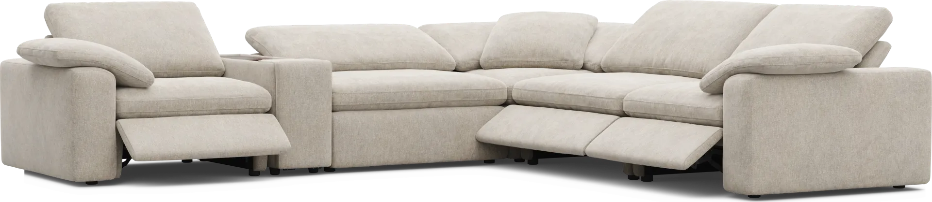 The Flow Gray 6 Pc Dual Power Reclining Sectional - Image 1
