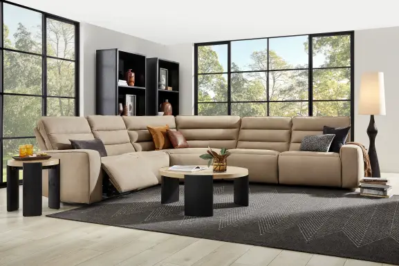 Del Mar Sand 5 Pc Dual Power Sectional