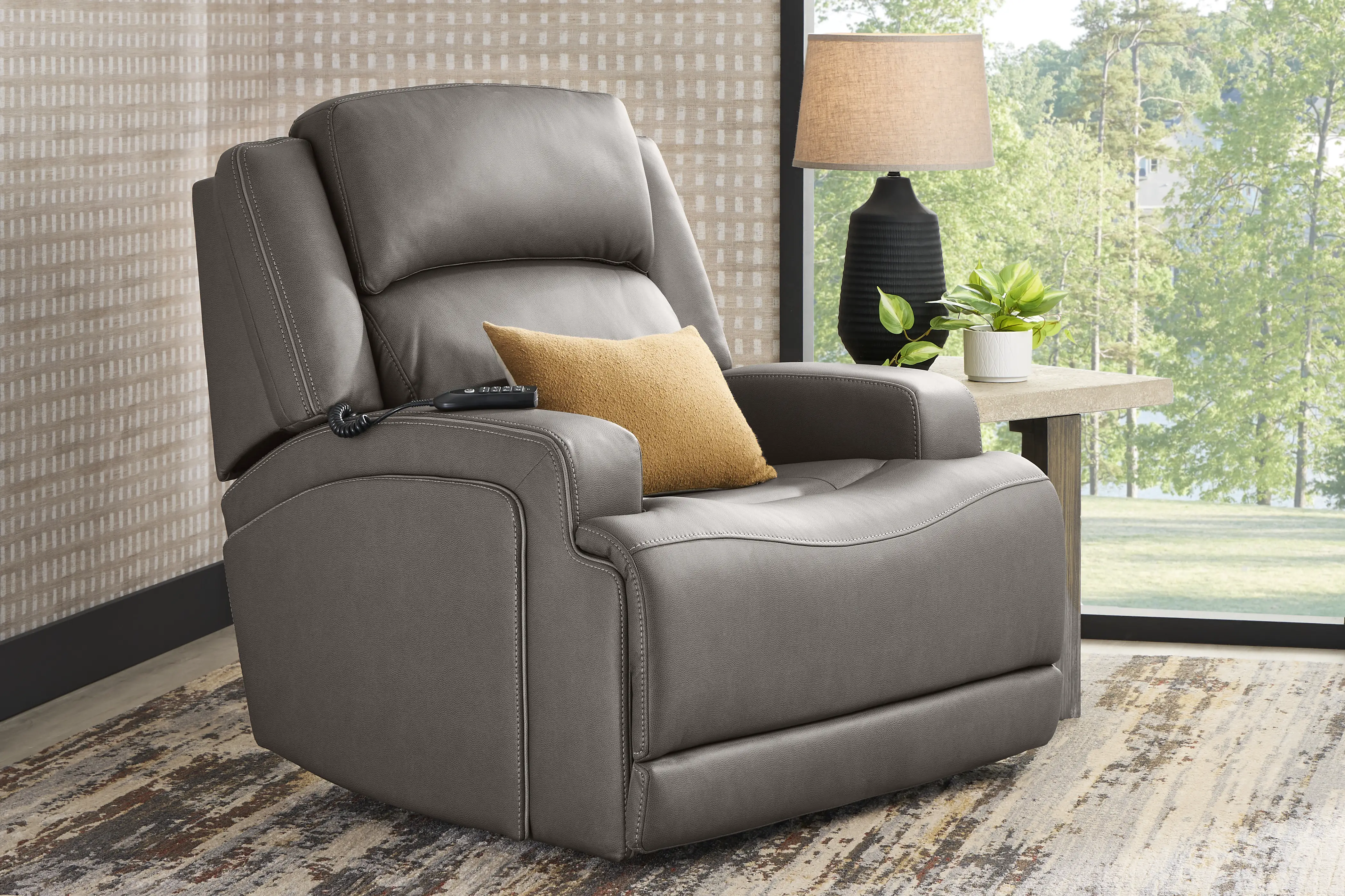 Lift Off by Shaquille O'Neal Home Charcoal Dual Power Lift Recliner - Thumbnail - Image 5