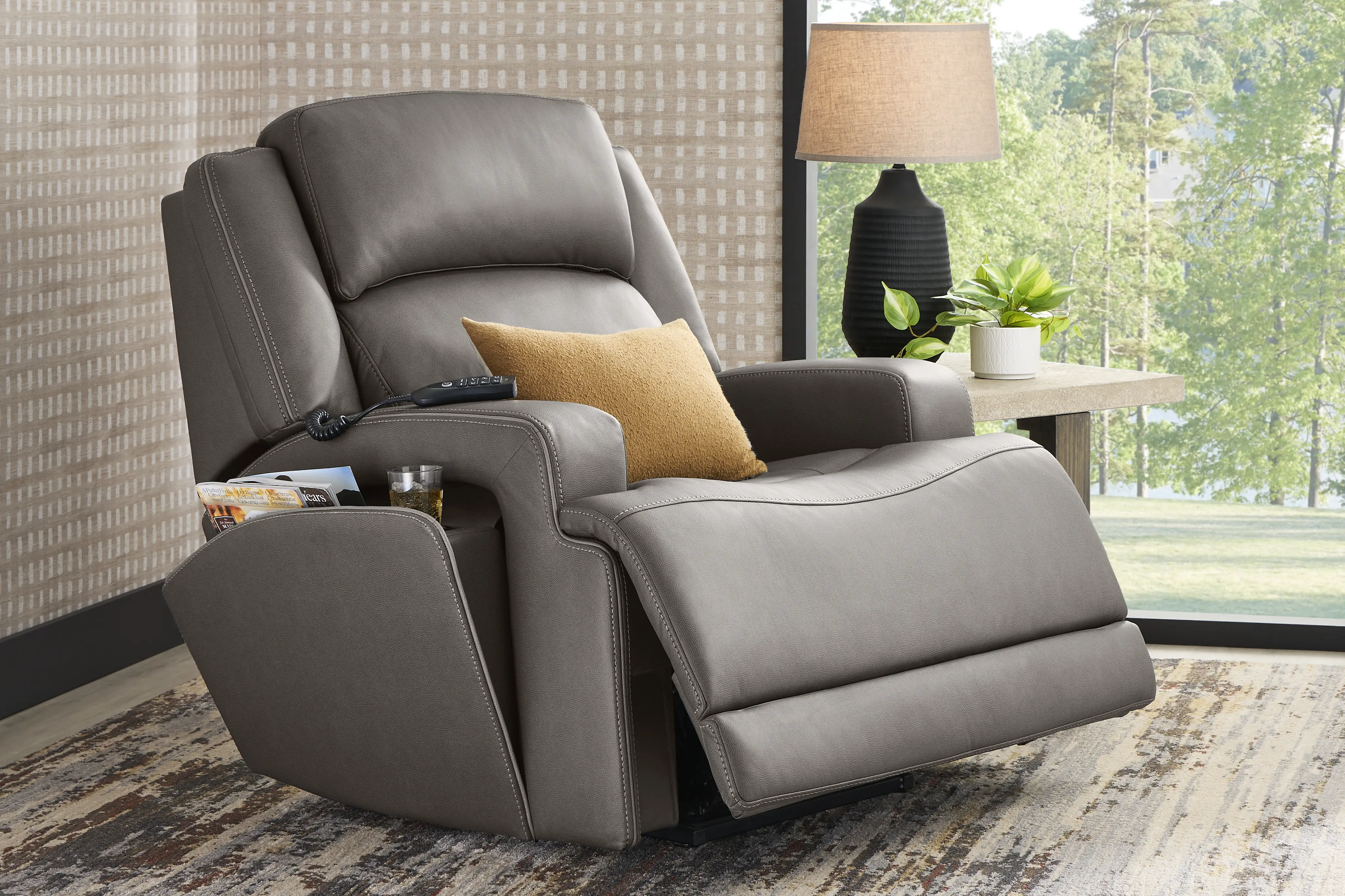 Lift Off by Shaquille O'Neal Home Charcoal Dual Power Lift Recliner - Thumbnail - Image 6