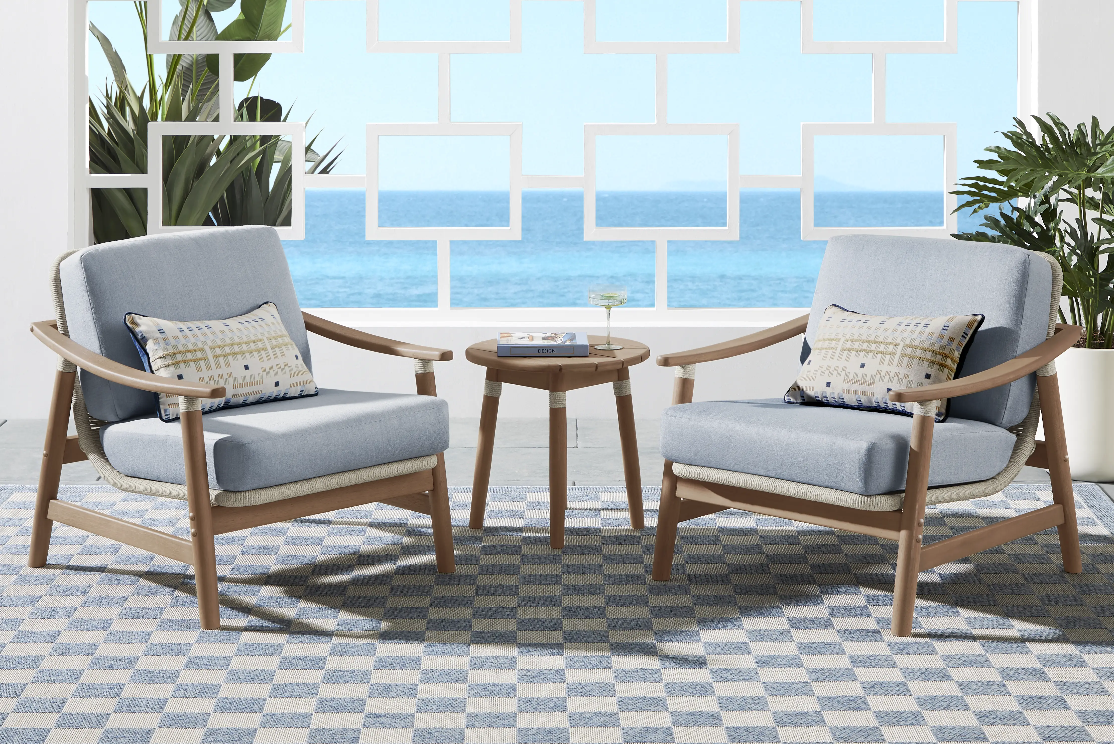 Raphina Gray 3 Pc Outdoor Chat Set with Rain Cushions - Thumbnail - Image 1