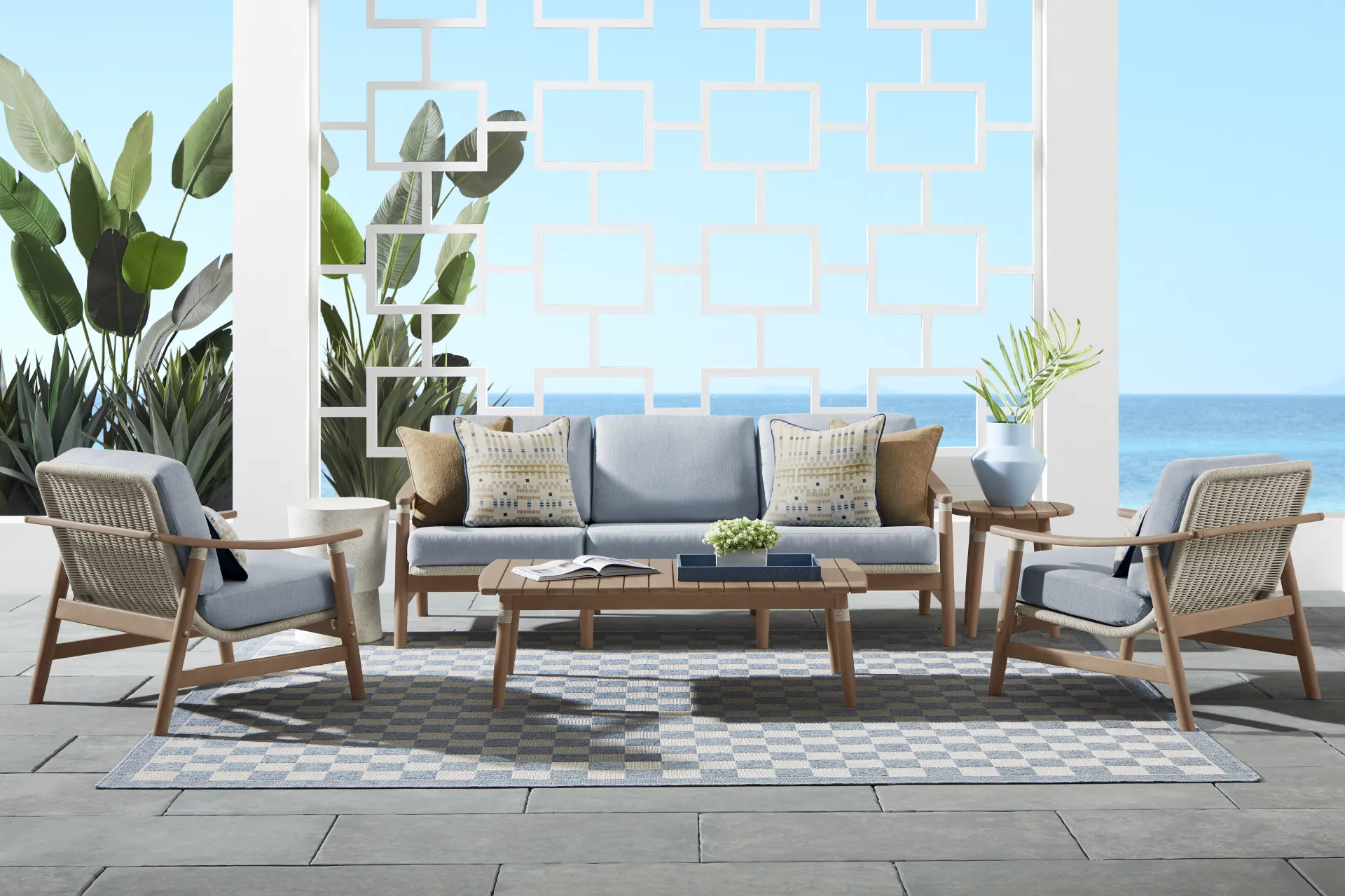 Raphina Gray Outdoor Sofa with Rain Cushions - Image 2