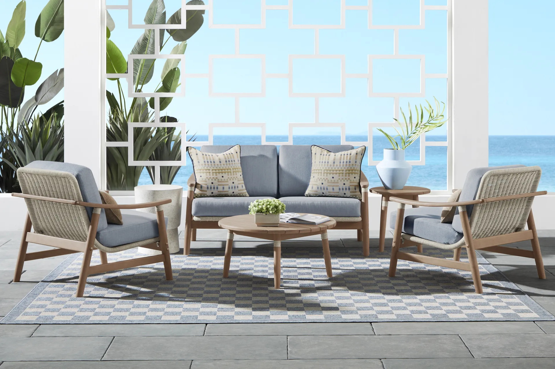 Raphina Gray Outdoor Cocktail Table - Image 1