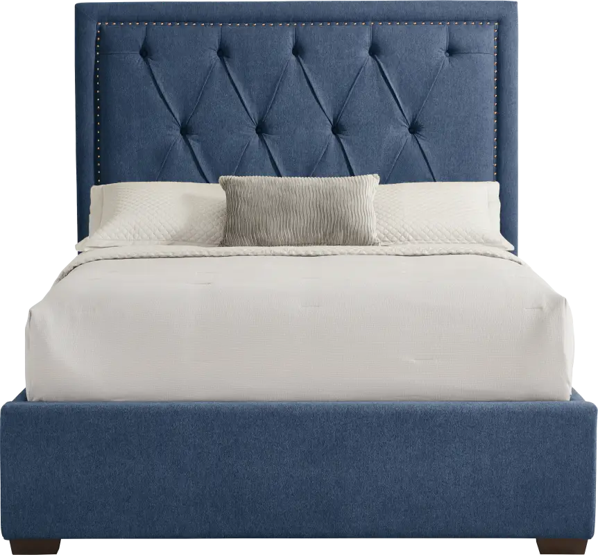 Elridge II Blue 3 Pc King Upholstered Bed