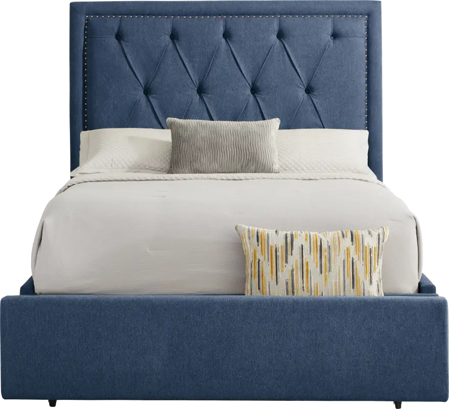 Elridge II Blue 3 Pc King Upholstered Storage Bed