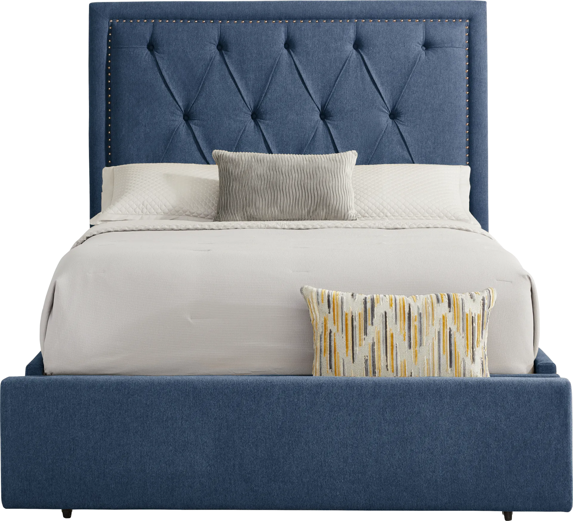 Elridge II Blue 3 Pc Queen Upholstered Storage Bed - Image 1