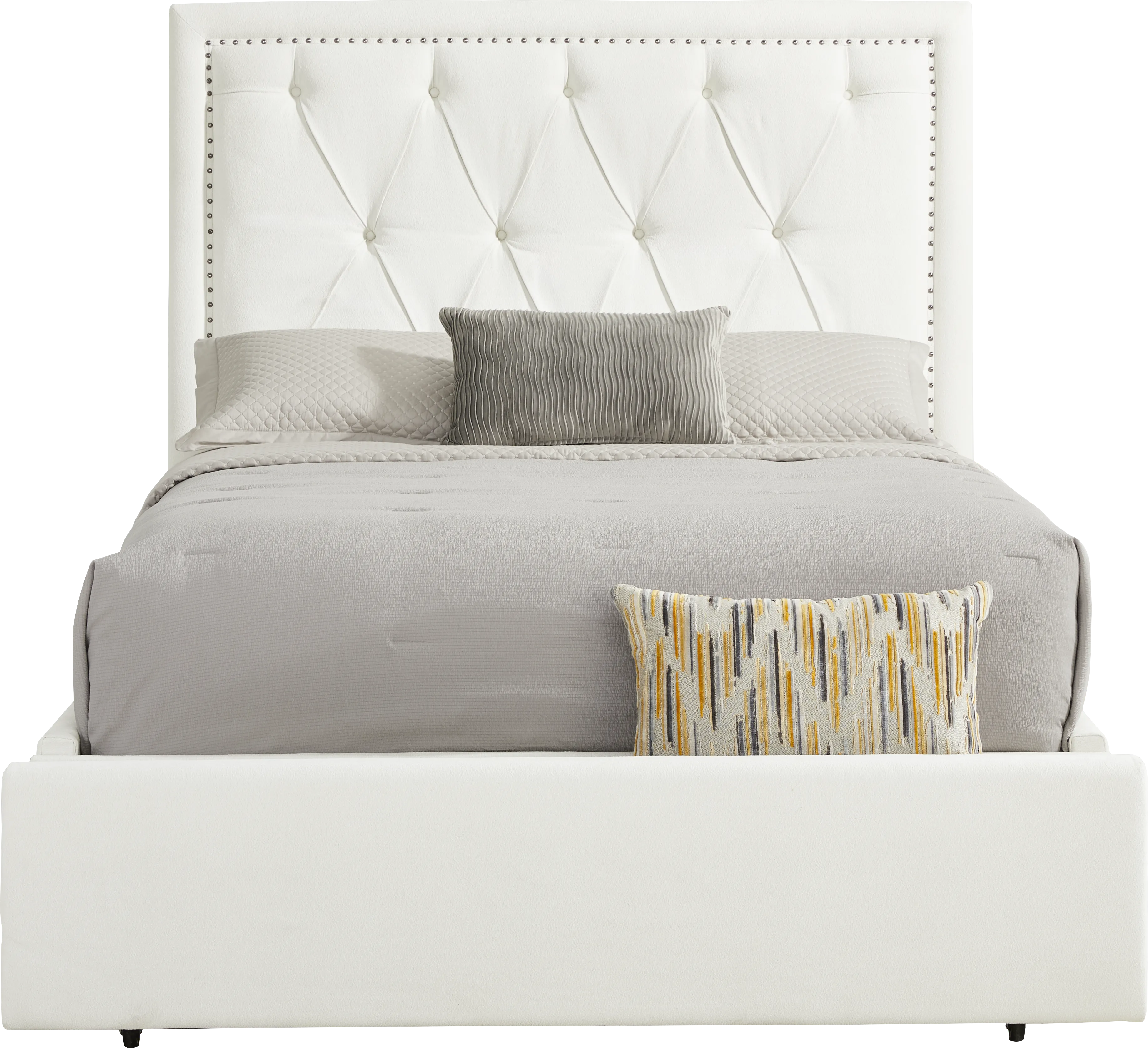 Elridge II White 3 Pc Queen Upholstered Storage Bed - Thumbnail - Image 1