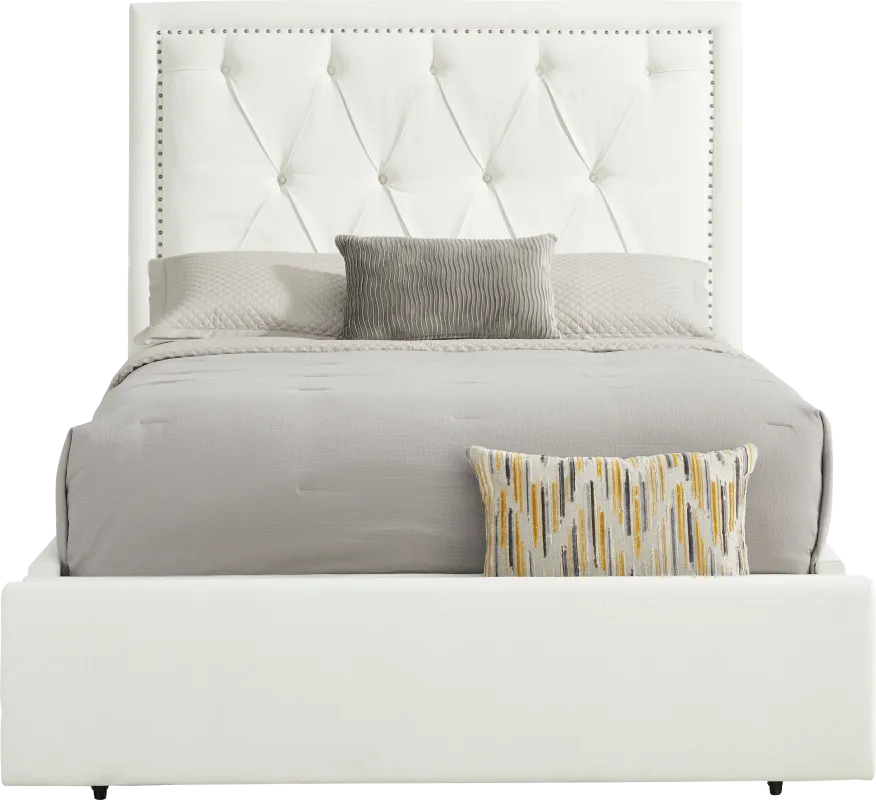 Elridge II White 3 Pc King Upholstered Storage Bed