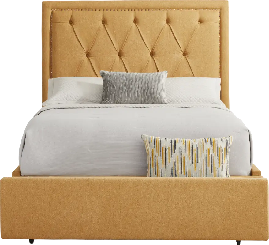 Elridge II Yellow 3 Pc King Upholstered Storage Bed