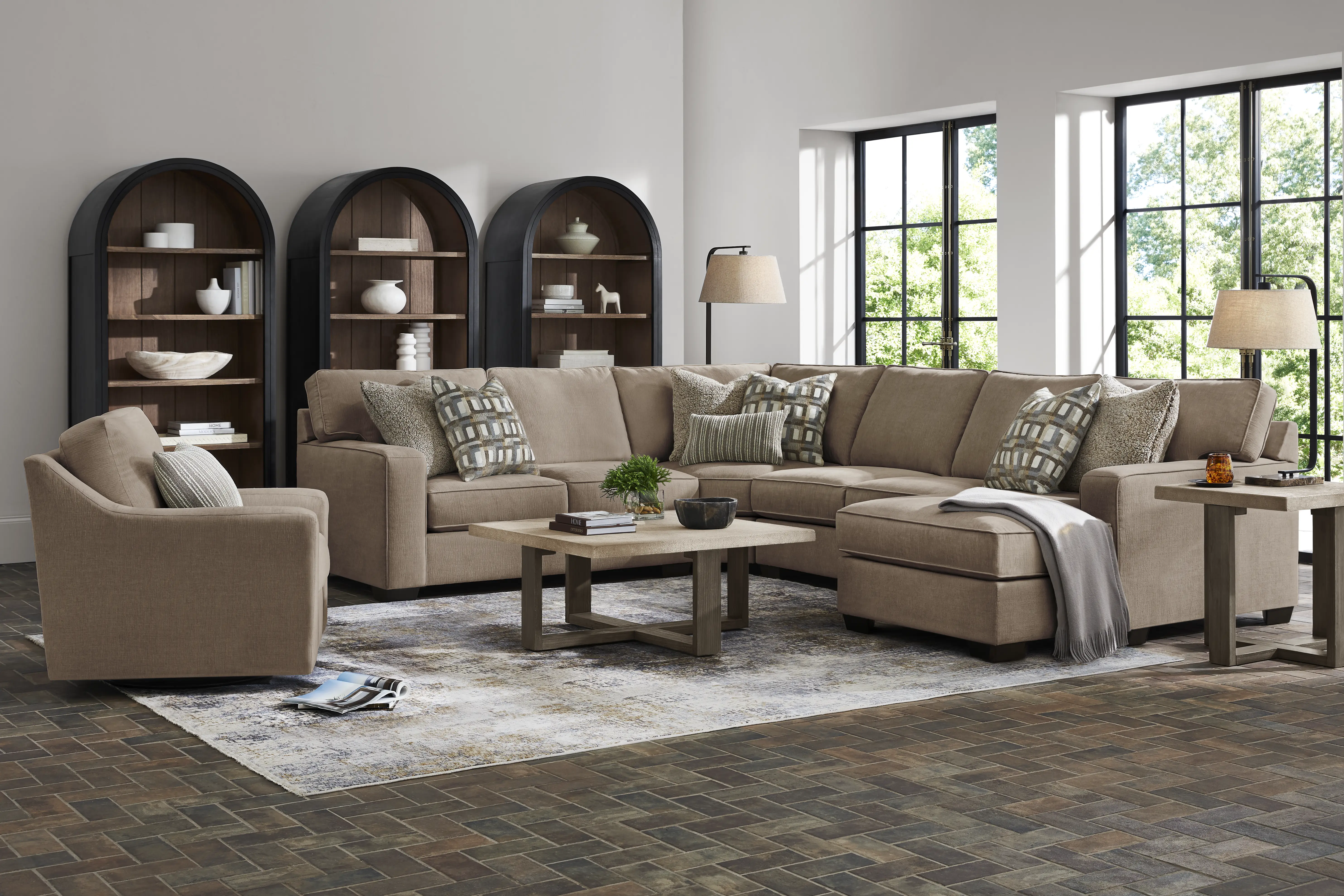 Haskins Brown 3 Pc Sectional - Thumbnail - Image 1