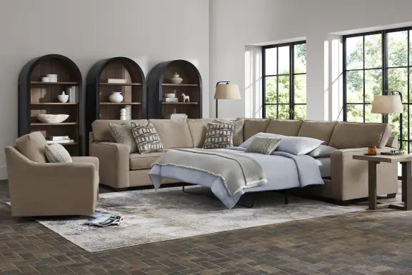Haskins Brown 3 Pc Sleeper Sectional