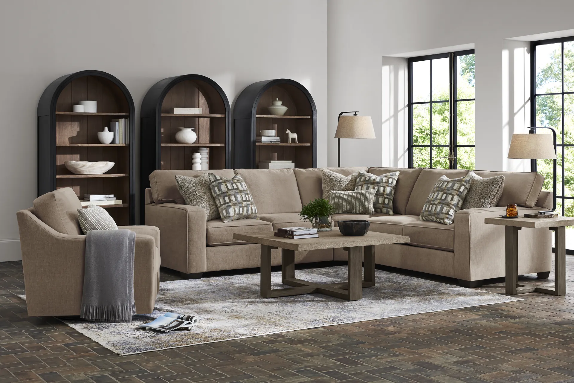 Haskins Brown 3 Pc Sectional - Image 1