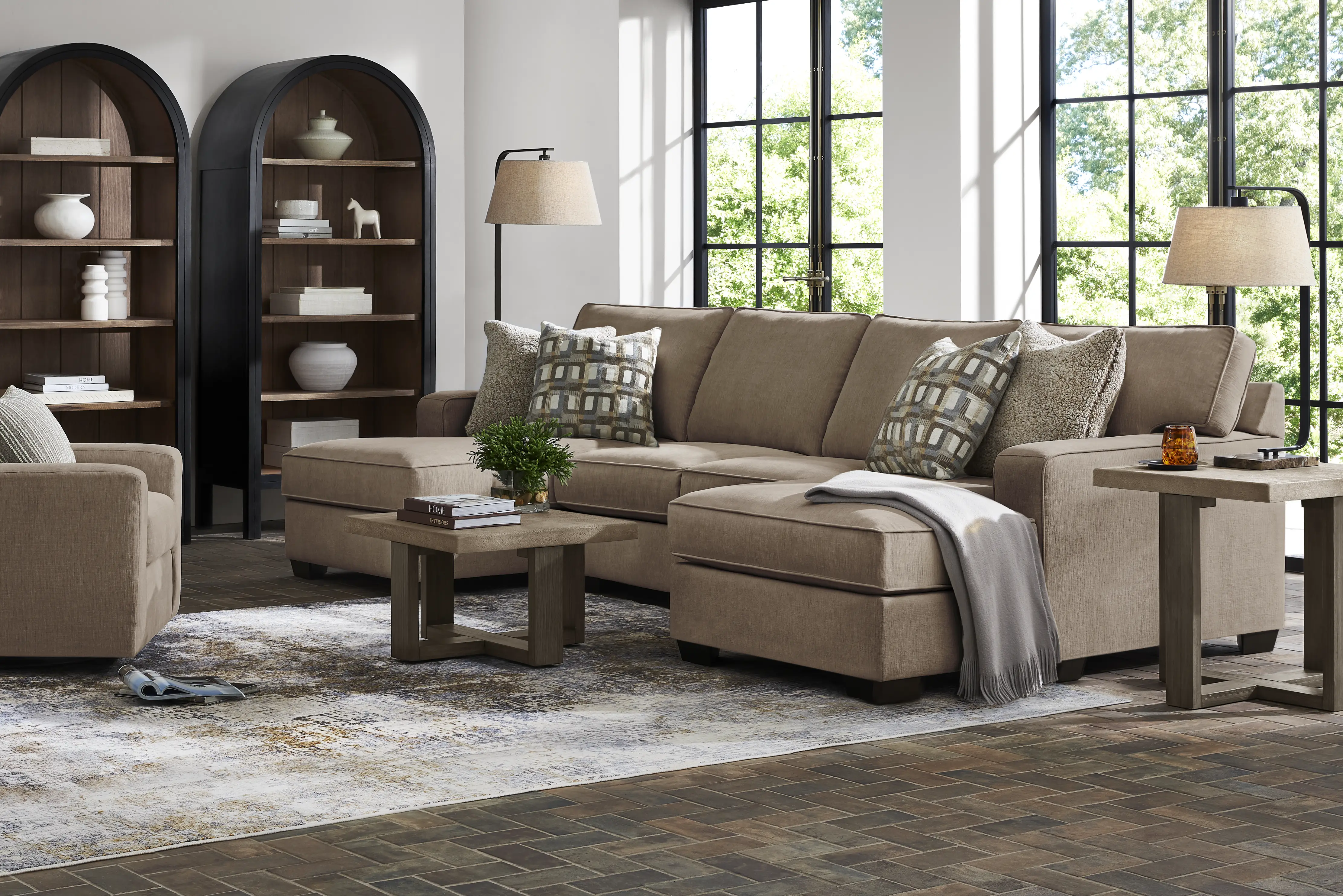 Haskins Brown 2 Pc Sectional - Thumbnail - Image 1