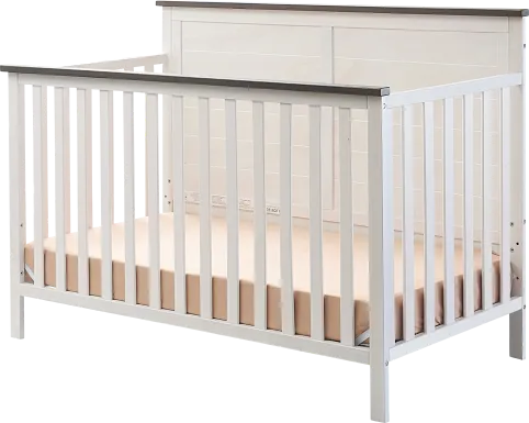 Kids Zivau White/Brown Convertible Crib