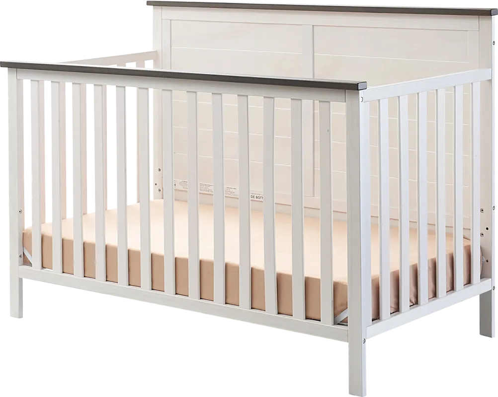 Kids Zivau White/Brown Convertible Crib
